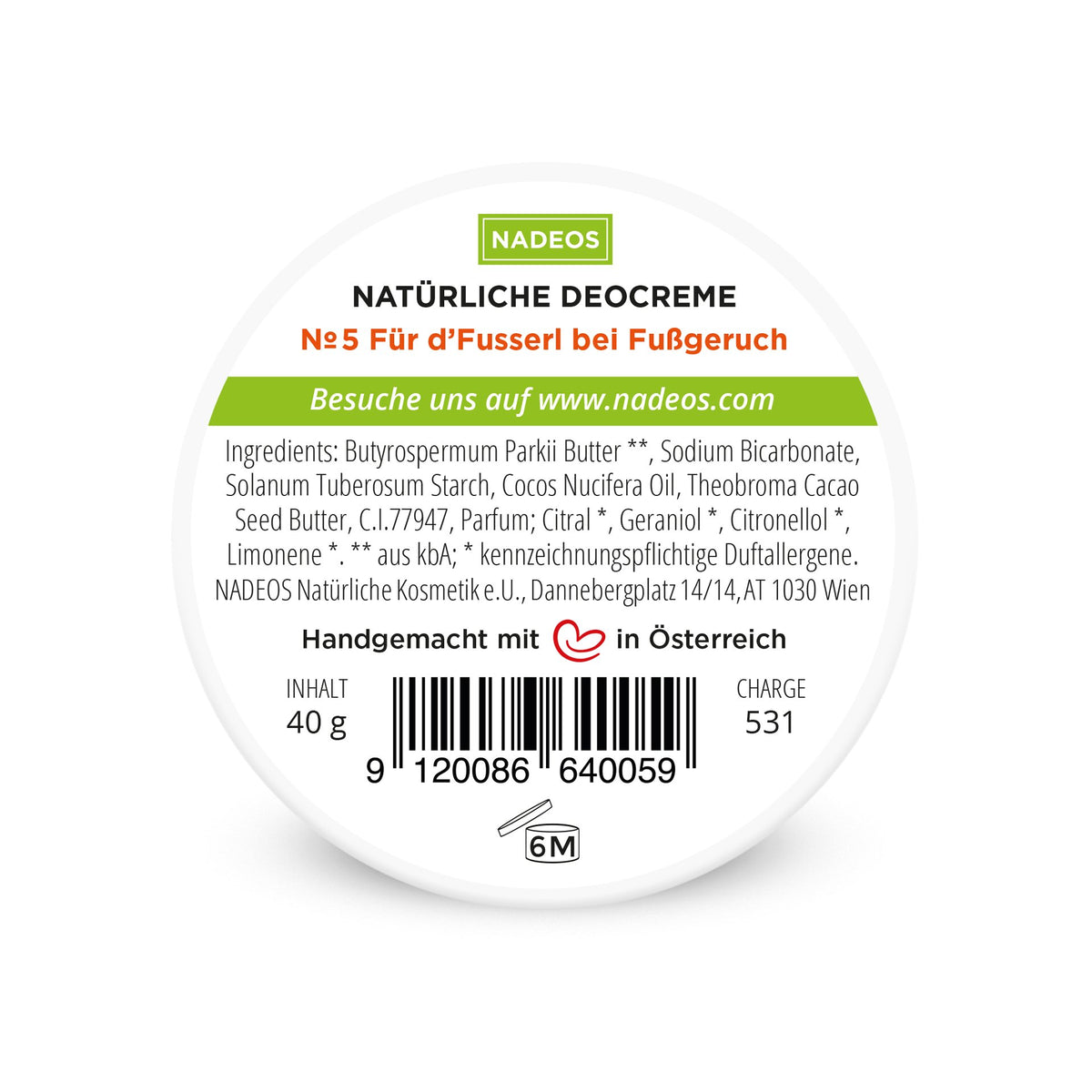 NADEOS Deocreme Nr.5 „Für d' Fusserl”